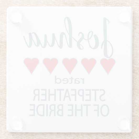 Bruid & Bruiloft 5 Hart Stiefvader van de Bruid Glazen Onderzetter (Achterkant)