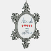 Bruid & Bruiloft 5 Hart Tante van de Bruidegom Tin Sneeuwvlok Ornament (Links)