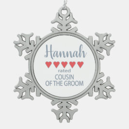 Bruid & Bruiloft 5 Hartenvriendin van de Bruidegom Tin Sneeuwvlok Ornament