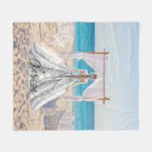 Bruid Bruiloft Dag Strand Bruiloft Elegante Jurk B Fleece Deken (Voorkant (Horizontaal))