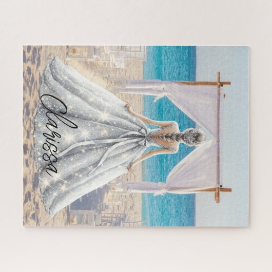 Bruid Bruiloft Dag Strand Bruiloft Elegante Jurk B Legpuzzel (Horizontaal)