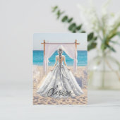 Bruid Bruiloft Dag Strand Bruiloft Fancy Gown Brid Briefkaart (Staand voorkant)
