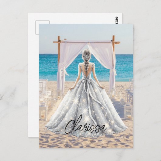 Bruid Bruiloft Dag Strand Bruiloft Fancy Gown Brid Briefkaart (Voorkant / Achterkant)