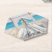 Bruid Bruiloft Dag Strand Bruiloft Fancy Gown Brid Kartonnen Onderzetters (Schuin)