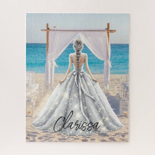 Bruid Bruiloft Dag Strand Bruiloft Fancy Gown Brid Legpuzzel (Verticaal)