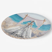 Bruid Bruiloft Dag Strand Bruiloft Fancy Gown Brid Papieren Bordje (Gekanteld)