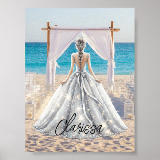 Bruid Bruiloft Dag Strand Bruiloft Fancy Gown Brid Poster