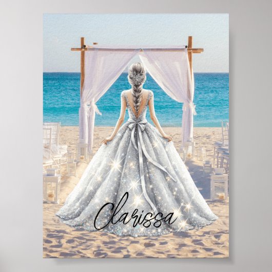 Bruid Bruiloft Dag Strand Bruiloft Fancy Gown Brid Poster (Voorkant)