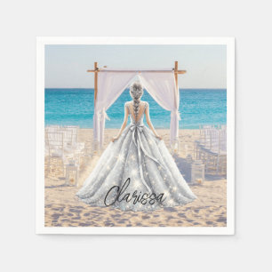 Bruid Bruiloft Dag Strand Bruiloft Fancy Gown Brid Servet