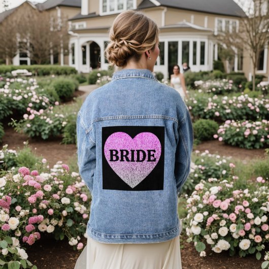 BRUID BRUILOFT GESCHENK GLITTER HART Denim Jacket (Huwelijk Achterkant)