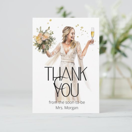 bruid bruiloft jurk Vrijgezellenfeest dank u Kaart (Staand voorkant)
