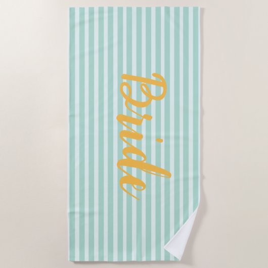 bruid bruiloft vrijgezelle vrouw geel strandlaken (Voorkant)