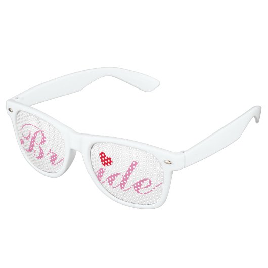 bruid bruiloft vrijgezellenfeest roze witte tinten retro zonnebril (Gekanteld)