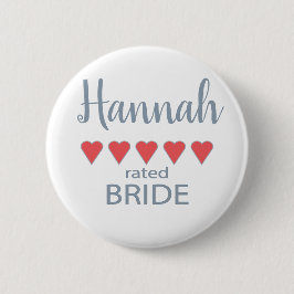 Bruid & Bruiloftparty 5 Hart Bruid Ronde Button 5,7 Cm