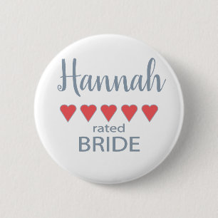 Bruid & Bruiloftparty 5 Hart Bruid Ronde Button 5,7 Cm