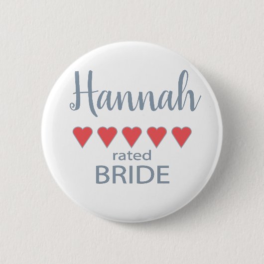Bruid & Bruiloftparty 5 Hart Bruid Ronde Button 5,7 Cm (Voorkant)