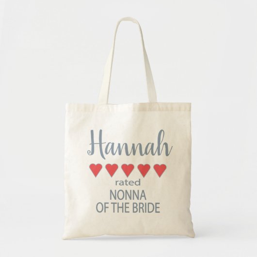 Bruid & Bruiloftparty 5 Hart Nonna van de Bruid Tote Bag (Voorkant)