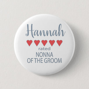 Bruid & Bruiloftparty 5 Hart Nonna van de Bruidego Ronde Button 5,7 Cm