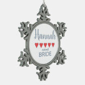 Bruid & Bruiloftsgasten 5 Hart Bruid Tin Sneeuwvlok Ornament (Links)