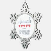 Bruid & Bruiloftsgasten 5 Hart Grootmoeder v/d Bru Tin Sneeuwvlok Ornament (Rechts)