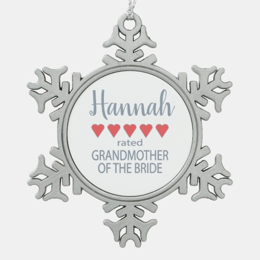 Bruid & Bruiloftsgasten 5 Hart Grootmoeder v/d Bru Tin Sneeuwvlok Ornament (Voorkant)