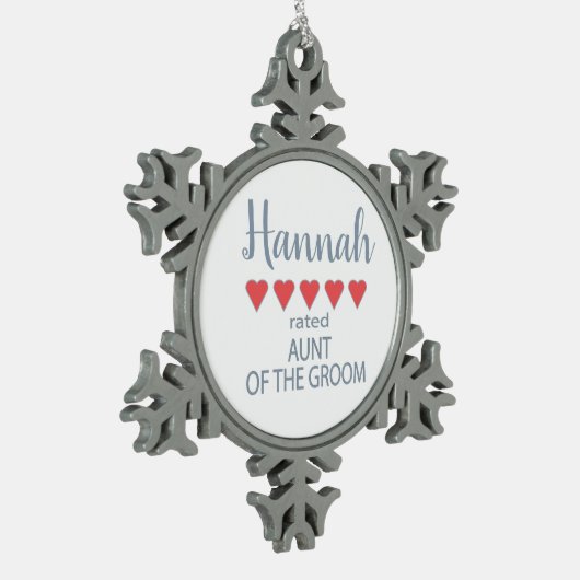 Bruid & Bruiloftsgasten 5 Hart Tante van de Bruide Tin Sneeuwvlok Ornament (Links)
