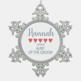 Bruid & Bruiloftsgasten 5 Hart Tante van de Bruide Tin Sneeuwvlok Ornament