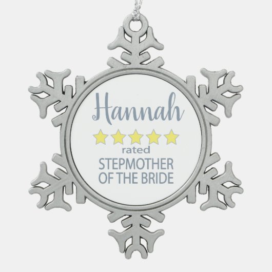 Bruid & Bruiloftsgasten 5-sterren stiefmoeder van  Tin Sneeuwvlok Ornament (Voorkant)
