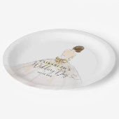 Bruid Brunette Jurk Bloemen Bruids Trouwdag Papieren Bordje (Gekanteld)