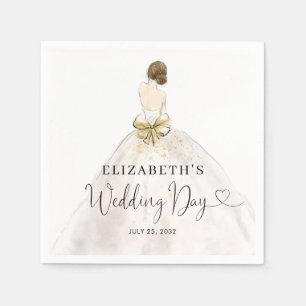 Bruid Brunette Jurk Bloemen Bruids Trouwdag Servet
