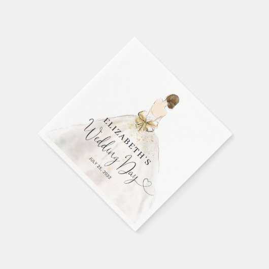 Bruid Brunette Jurk Bloemen Bruids Trouwdag Servet (Hoek)