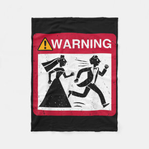 Bruid Chasing Groom Waarschuwingsbord Bachelor Fleece Deken