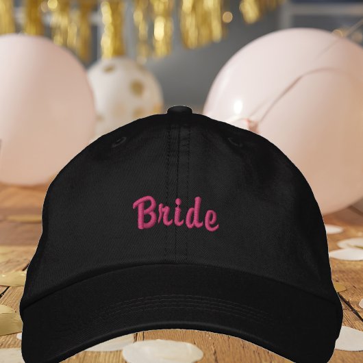 Bruid Chic Roze Zwarte Bachelorette Party Geborduurde Pet