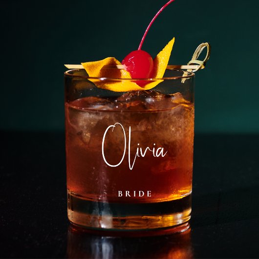 Bruid Chic Script Monogram Bruiloft Whisky Glas