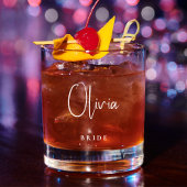 Bruid Chic Script Monogram Bruiloft Whisky Glas