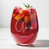 bruid chique wit script bruiloft wijnglas zonder voet