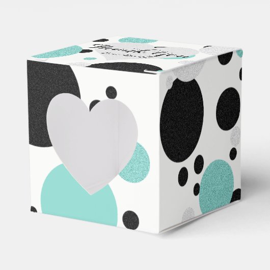 Bruid Co Blauwgroen Blauw Polka Dot Douche Party Bedankdoosjes (Voorkant Zijde)