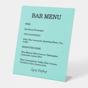 Bruid & Co. Bruidsfeest Turquoise Cocktail Reclamebord Met Voetstuk