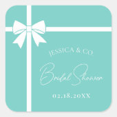 Bruid & Co Elegante Witte Strik Lint Bruiloft Vierkante Sticker (Voorkant)