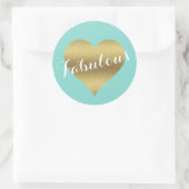 Bruid & Co Gouden Hart Turquoise Blauwe Feestelijk Ronde Sticker (Tas)