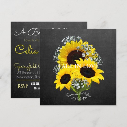 Bruid & Co Herfst Bruid Zonnebloem Party Kaart (Voorkant / Achterkant)