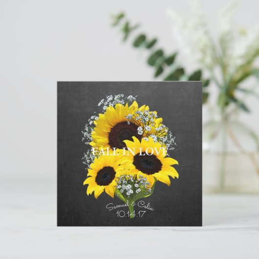 Bruid & Co Herfst Bruid Zonnebloem Party Kaart (Staand voorkant)