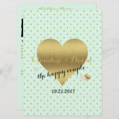 BRUID CO Mint Goud Polka Dot Elegant Huwelijksfees Programmakaart (Voorkant / Achterkant)