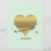 BRUID CO Mint Goud Polka Dot Elegant Huwelijksfees Programmakaart (Voorkant)