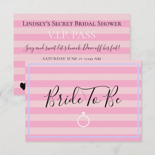 Bruid & Co Roze Bruids Lingerie Douche Party Kaart (Voorkant / Achterkant)