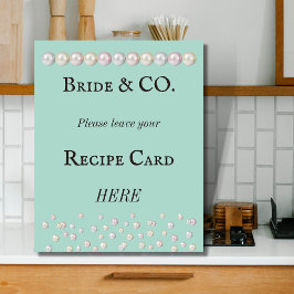 Bruid Co Teal Blauwe Parel Bruiloft Feest Recept K Perfect Poster