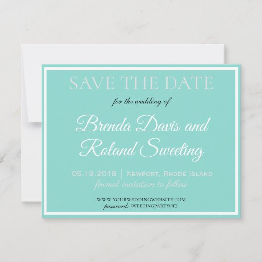 BRUID CO Touch van Zilveren Traditionele Trouwsuit Save The Date (Voorkant)