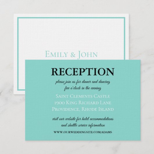 Bruid Co Trouwsuite Wit Traditionele Receptie Informatiekaartje (Voorkant / Achterkant)