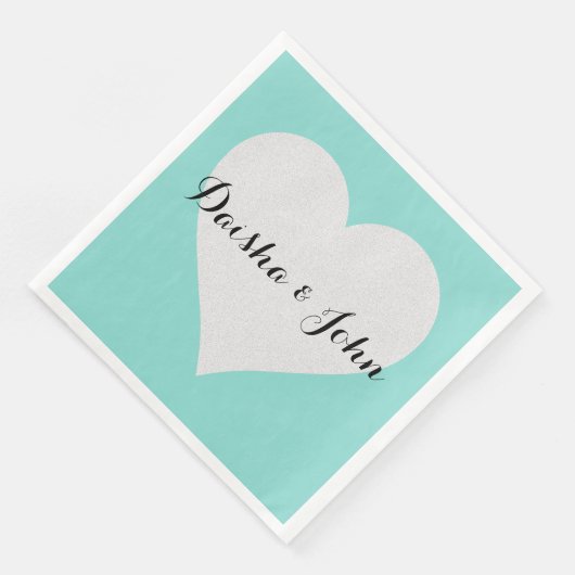 BRUID & CO Turquoise Hart Feest Verjaardagsfeestje Servet (Hoek)