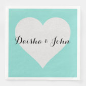 BRUID & CO Turquoise Hart Feest Verjaardagsfeestje Servet (Voorkant)